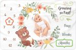 Milestone Blanket with 2 Placement Markers , Gender Neutral Baby Milestone , Baby Monthly Milestone , Baby Milestone Blanket , Baby Monthly Milestone Blanket , Baby Growth Chart Blanket (60"x40") - Image 2